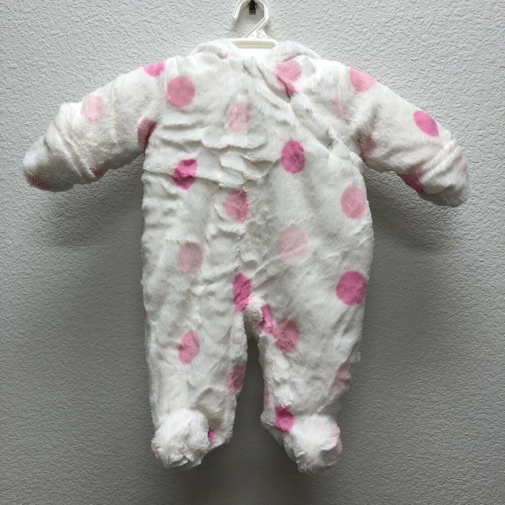 Miniwear Infant girls Snow Suit size 3-6 Months full zipper mittens pink hooded